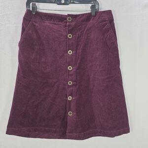 Women's St John's Bay Button-Front Corduroy Skirt Purple Size 8
